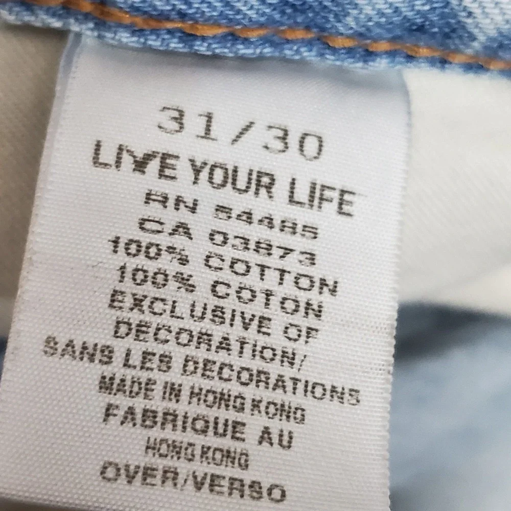 American Eagle Men Jeans 31X30 Light Blue Denim Embroidered Bootcut READ